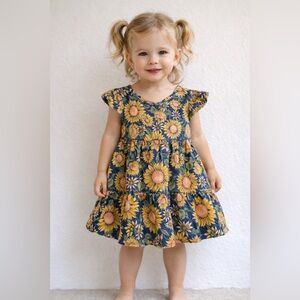 Tommy Bahama Kids Sunflower Dress - Navy and Yellow